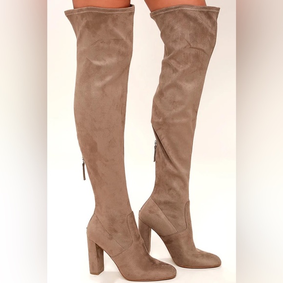 Size 9 | NWOT Steve Madden Emotions Taupe Suede Over the Knee Boots - Picture 5 of 9